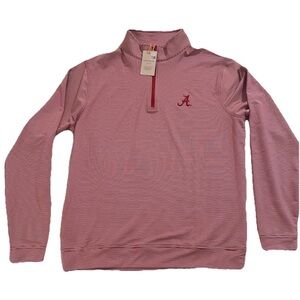 Alabama Bama Peter Millar Perth Sugar Stripe Performance Quarter-Zip Medium $175